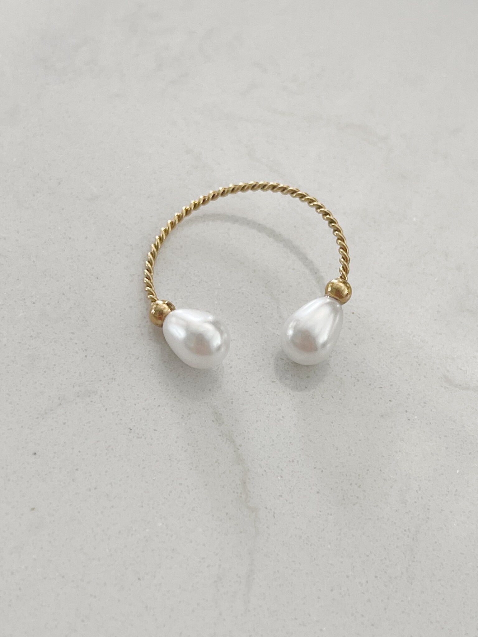 2 Pearls - Ring - Stainless Steel - Adjustable