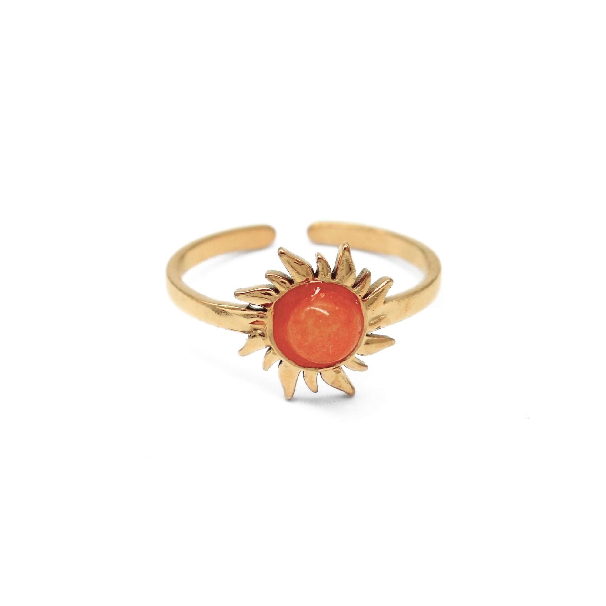 Sonnenblume - Ring - Edelstahl - Verstellbar - Naturstein