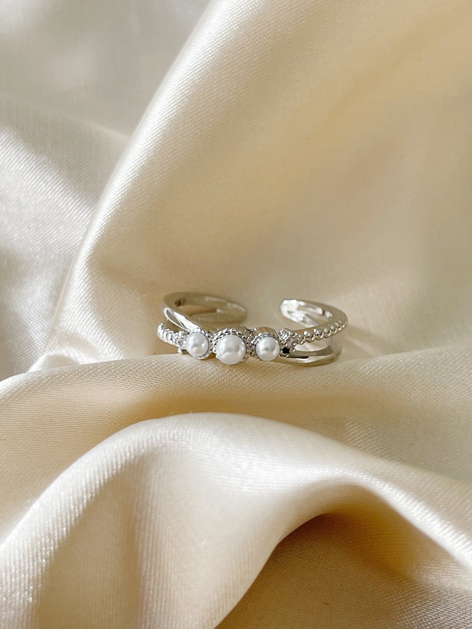 Trois Perles - Anillo - Acero inoxidable - Ajustable