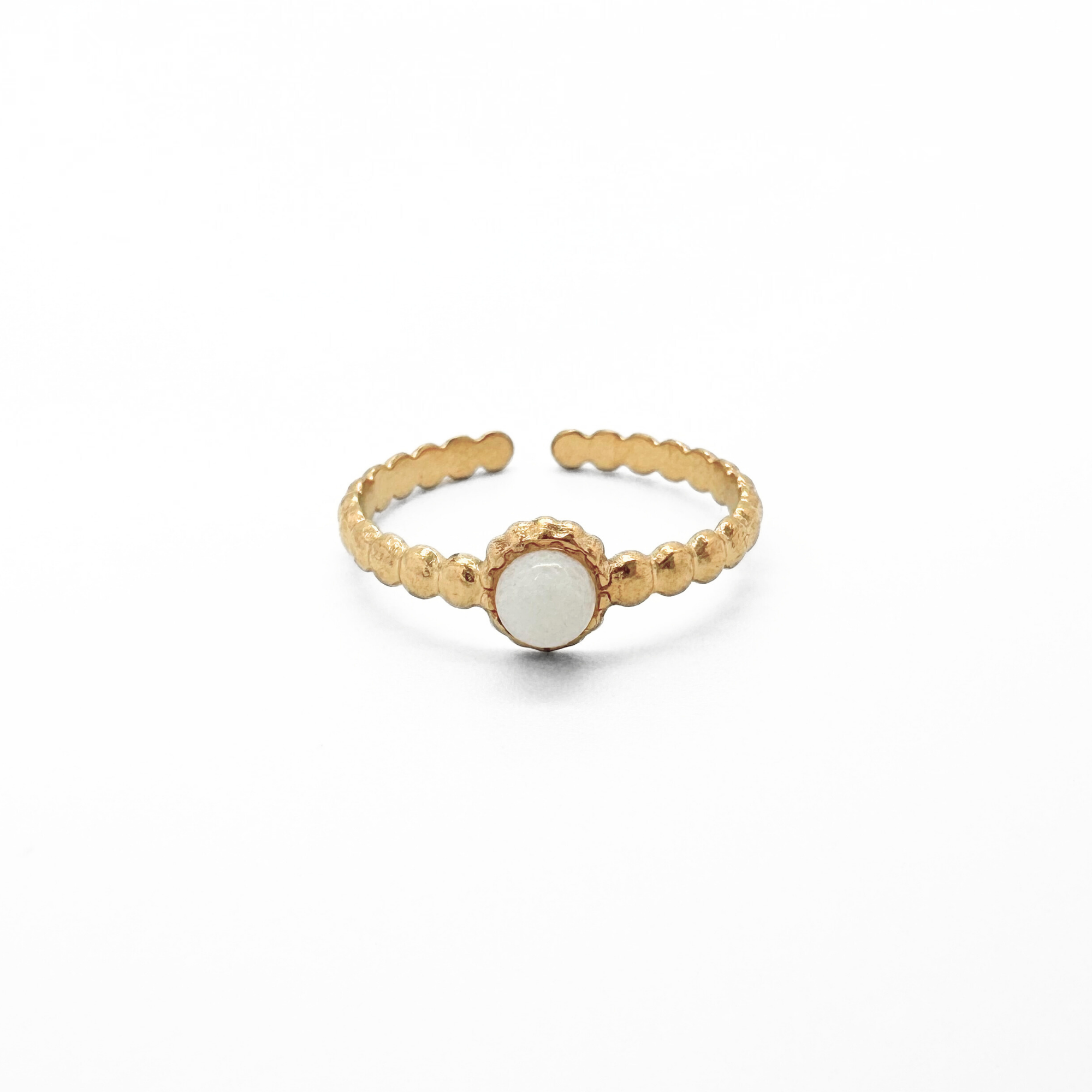 Nadine - Ring - Stainless Steel - Adjustable - Natural Stone