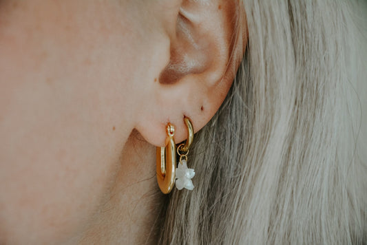 Concha Flor - Pendientes - Acero inoxidable