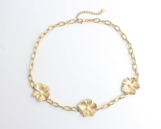 Trois fleurs - Collier - Acier inoxydable