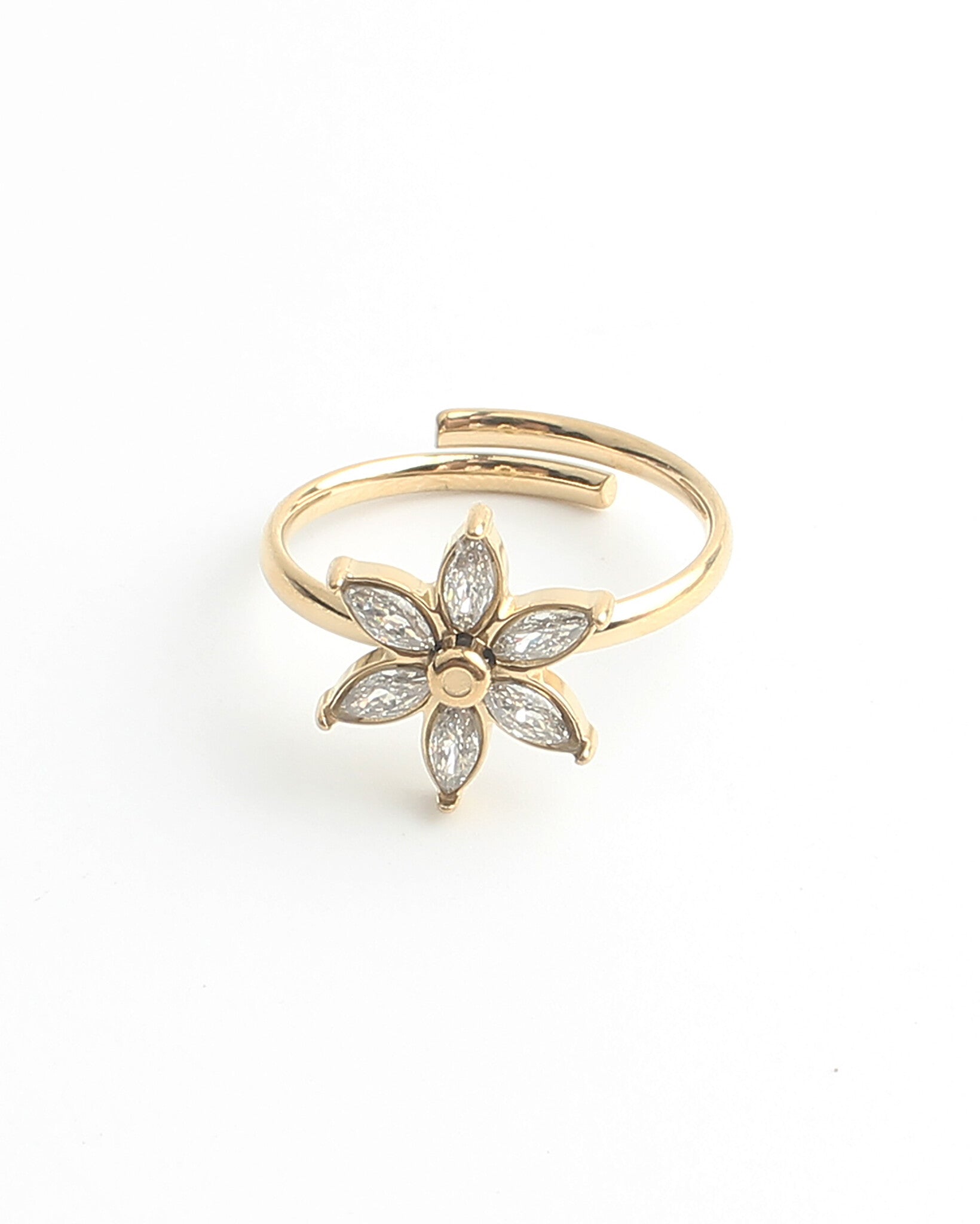 Flor brillante - Anillo - Acero inoxidable - Ajustable