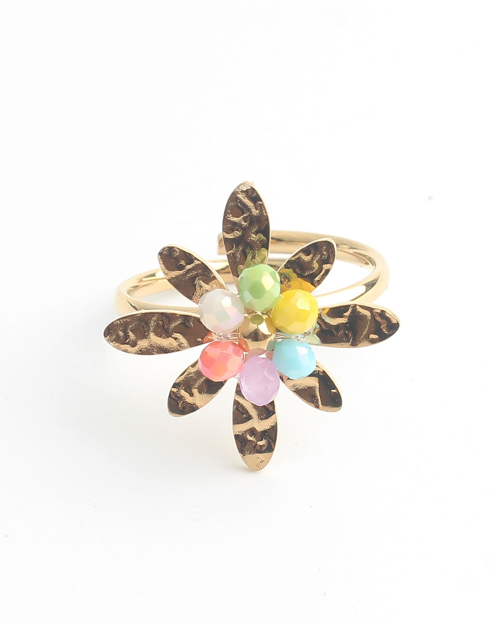 Bunte Blume - Ring - Edelstahl - verstellbar