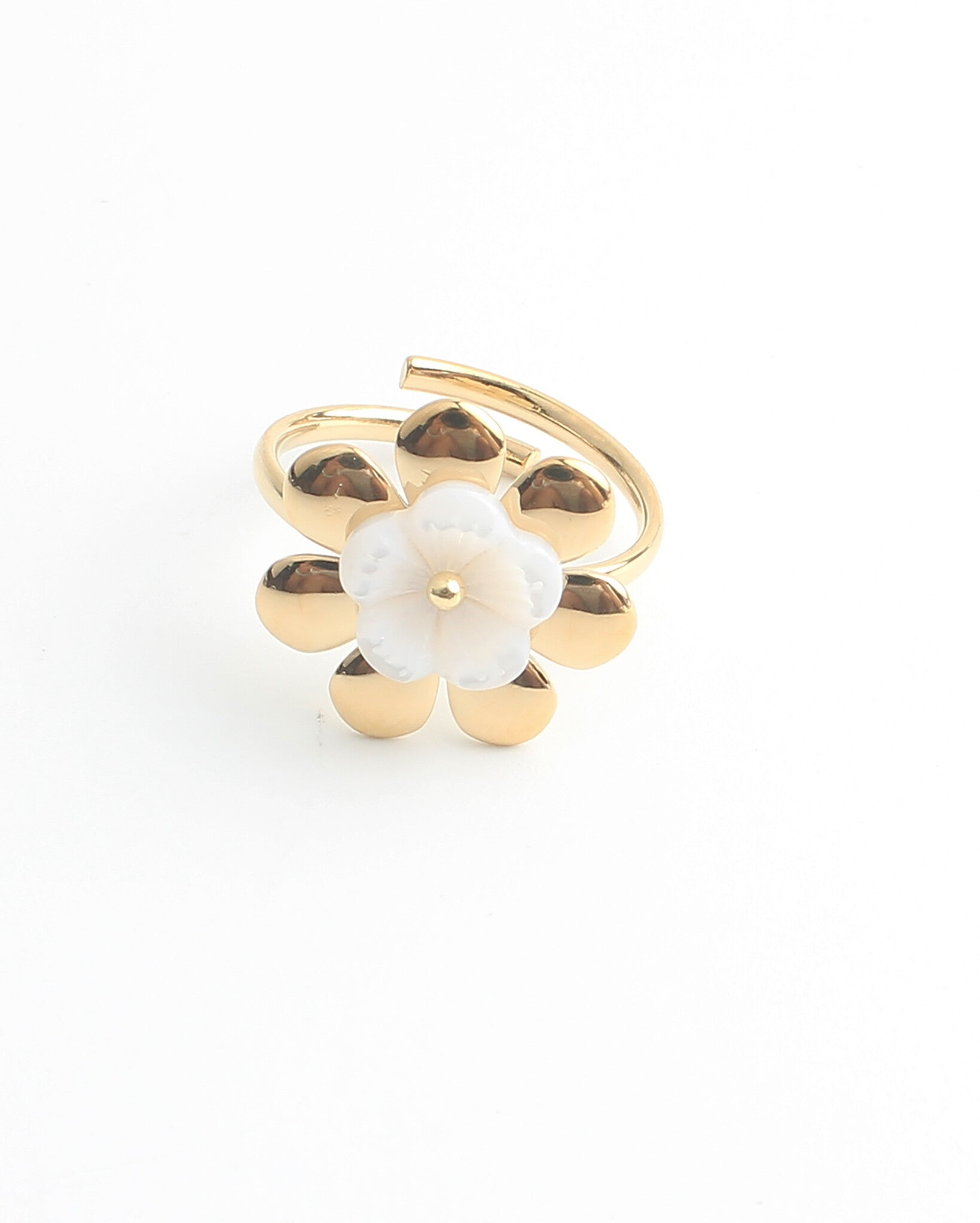 Flor de concha - Anillo - Acero inoxidable - Ajustable