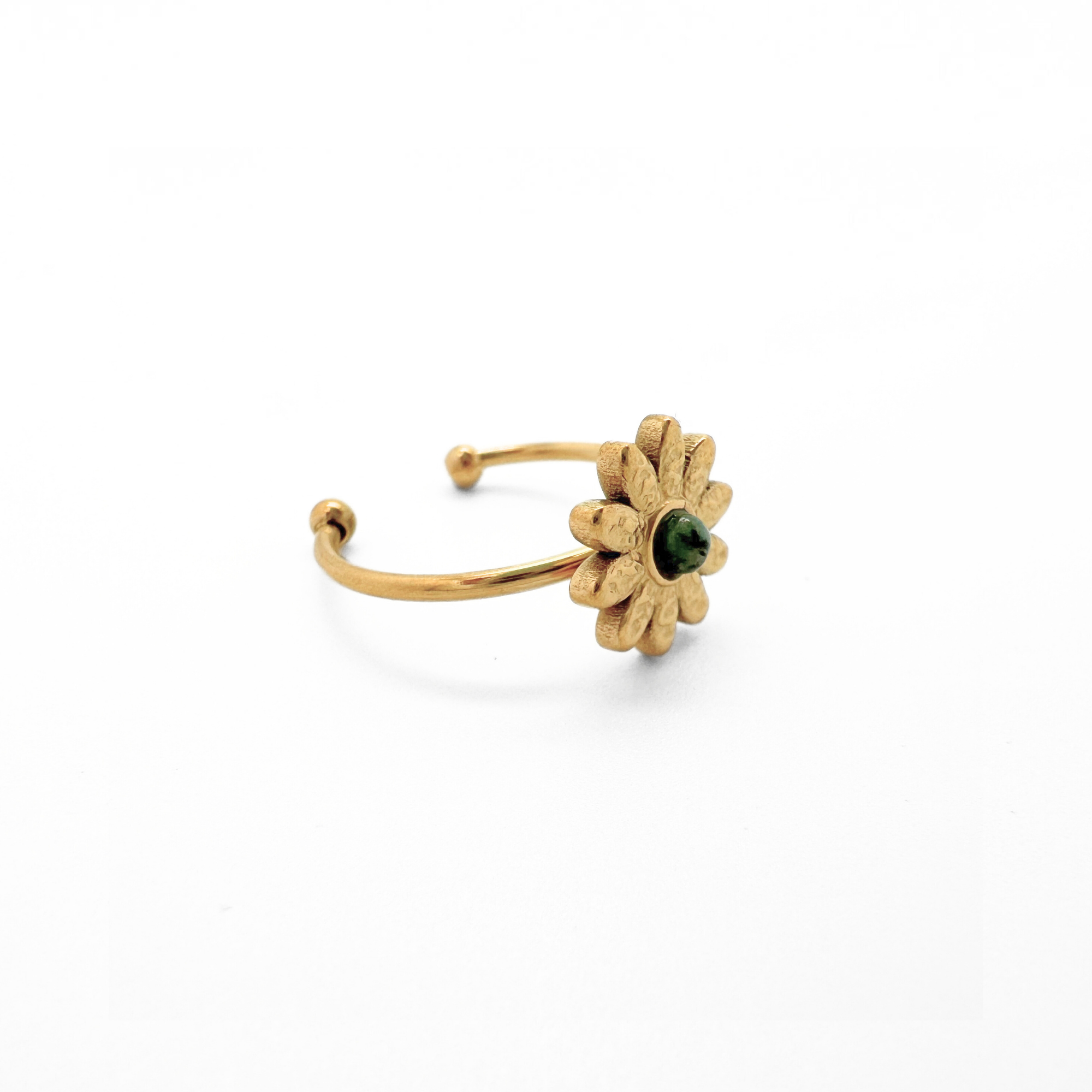 Daisy - Anillo - Piedra natural - Acero inoxidable - Ajustable