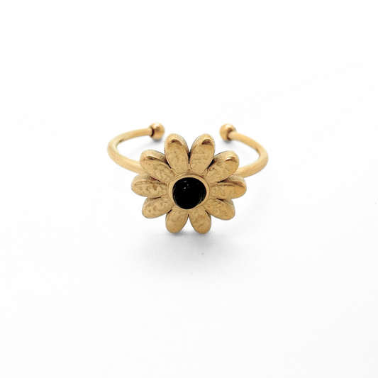 Daisy - Ring - Natuursteen - Stainless Steel - Verstelbaar