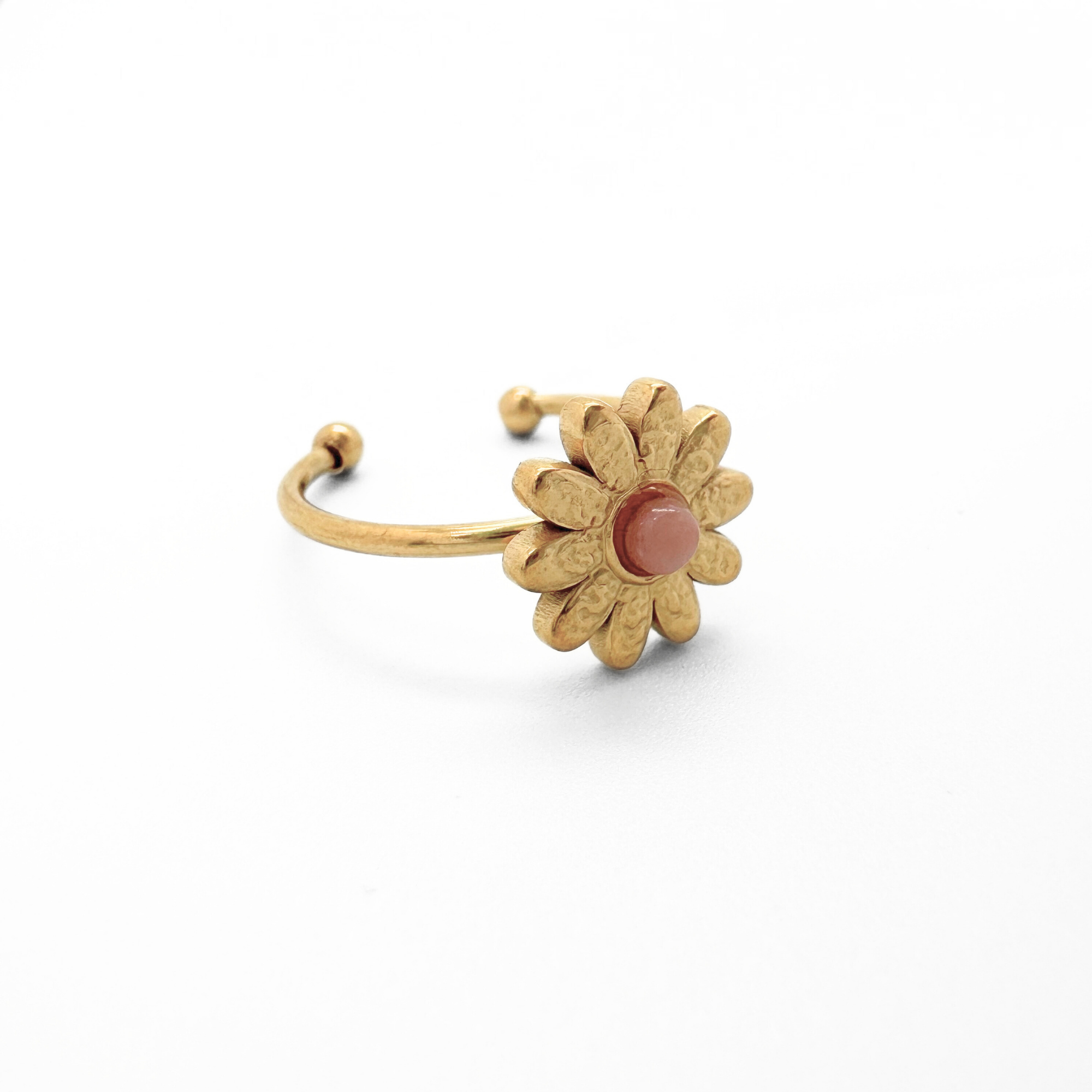 Daisy - Anillo - Piedra natural - Acero inoxidable - Ajustable