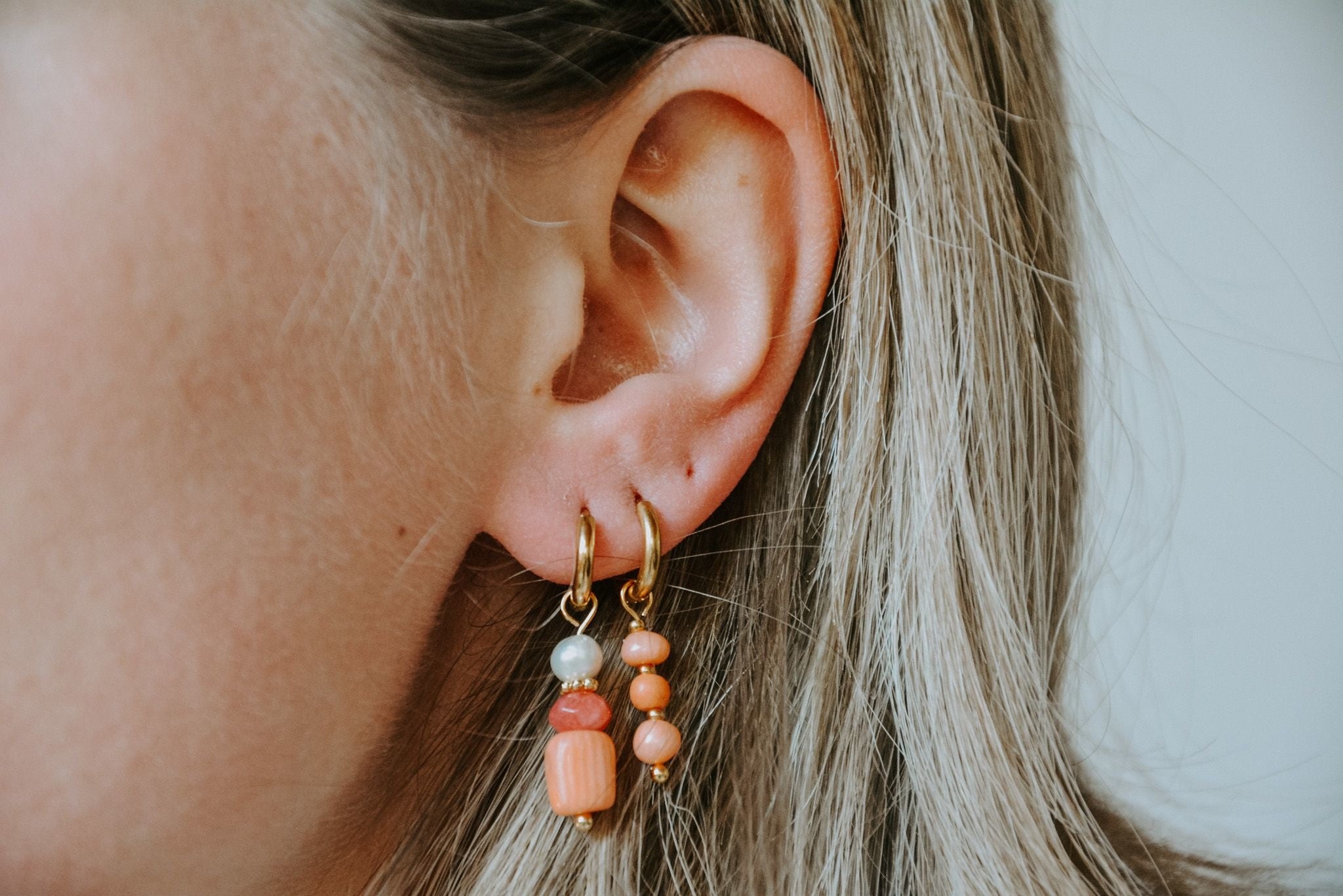 Boucles d'oreilles corail - Boucles d'oreilles - Acier inoxydable