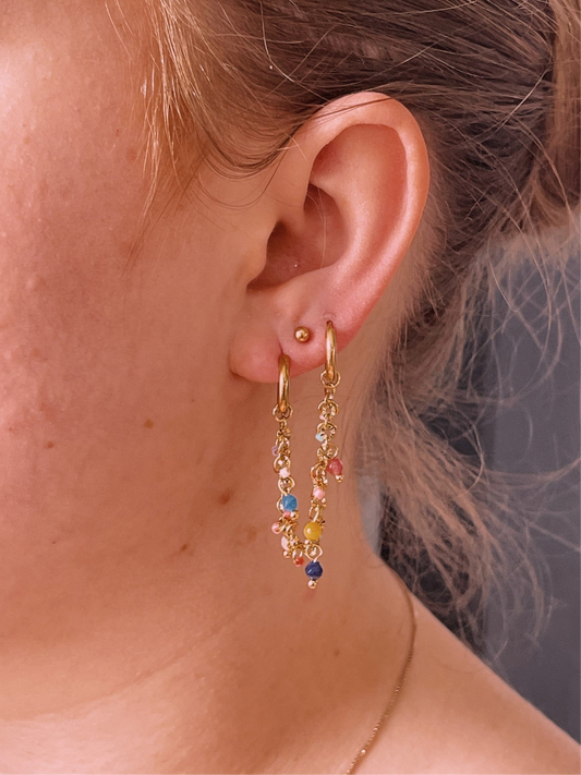 Kari - Boucle d'oreille double - Acier inoxydable