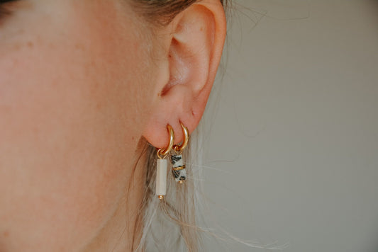 Pierres - Boucles d'oreilles - Pierre naturelle - Acier inoxydable