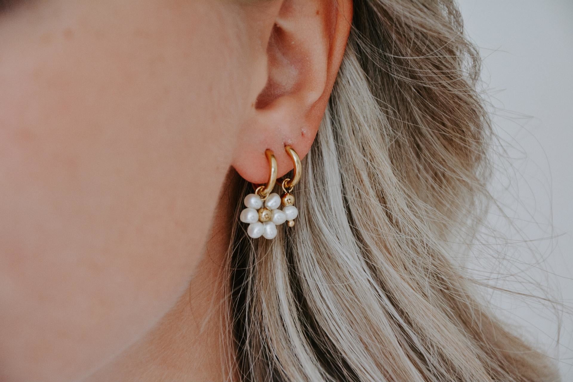 Fleur Blanche - Pendientes - Acero inoxidable