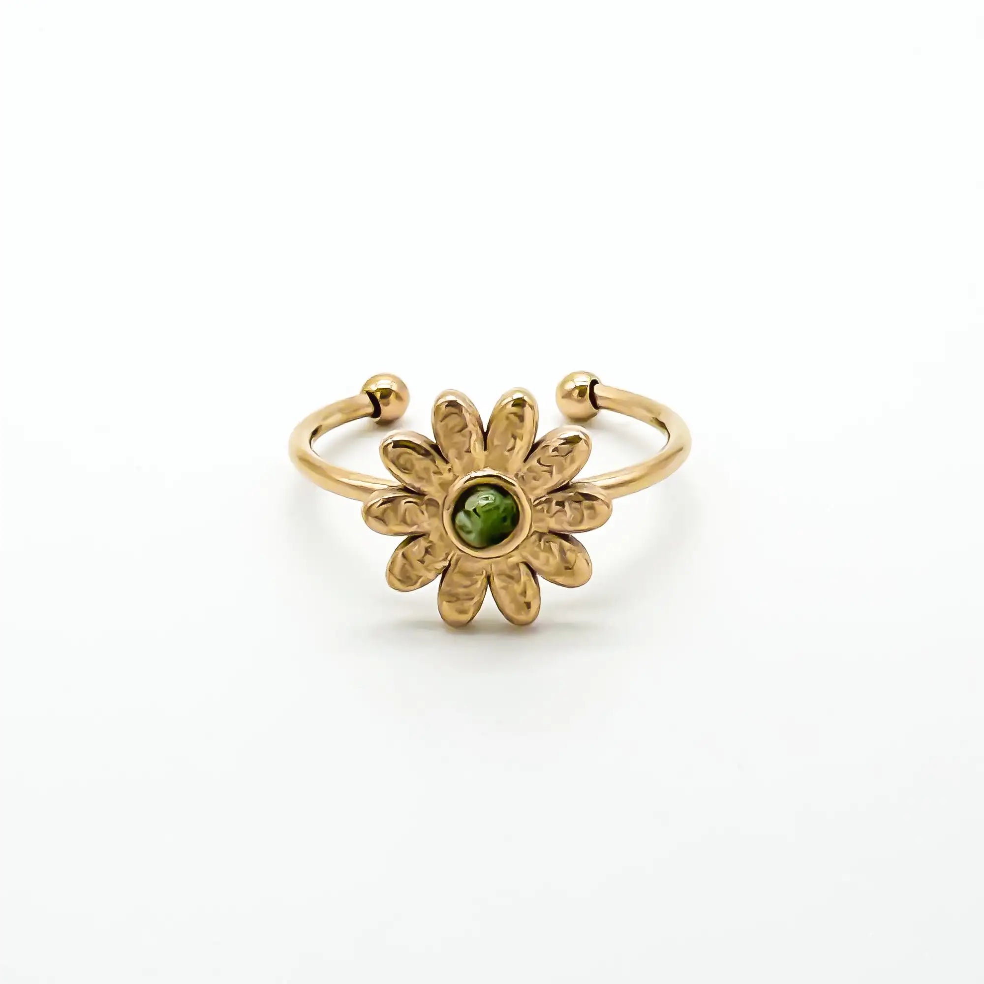 Daisy - Anillo - Piedra natural - Acero inoxidable - Ajustable