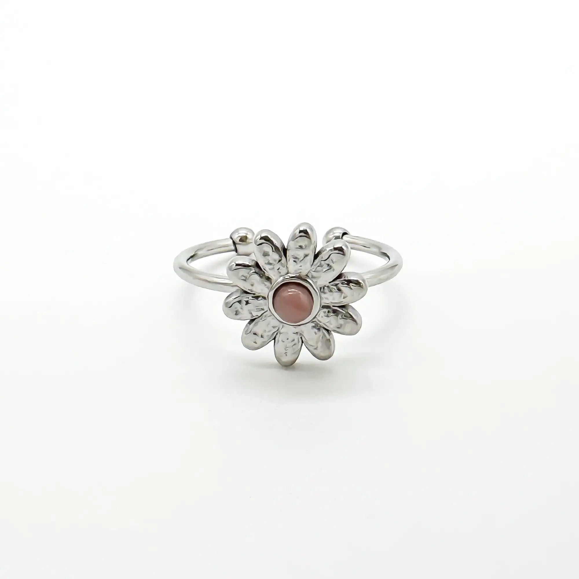 Daisy - Anillo - Piedra natural - Acero inoxidable - Ajustable