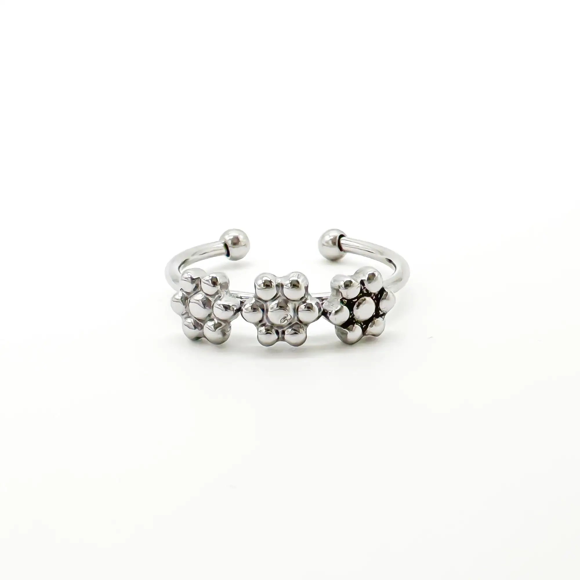 Trois Fleurs - Anillo - Acero inoxidable - Ajustable