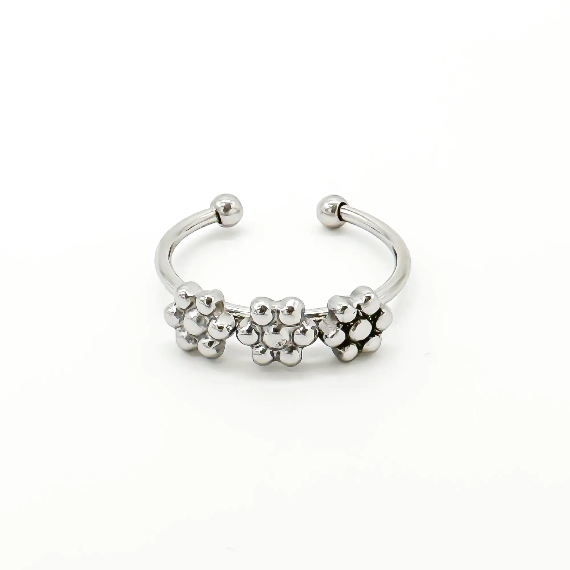 Trois Fleurs - Anillo - Acero inoxidable - Ajustable