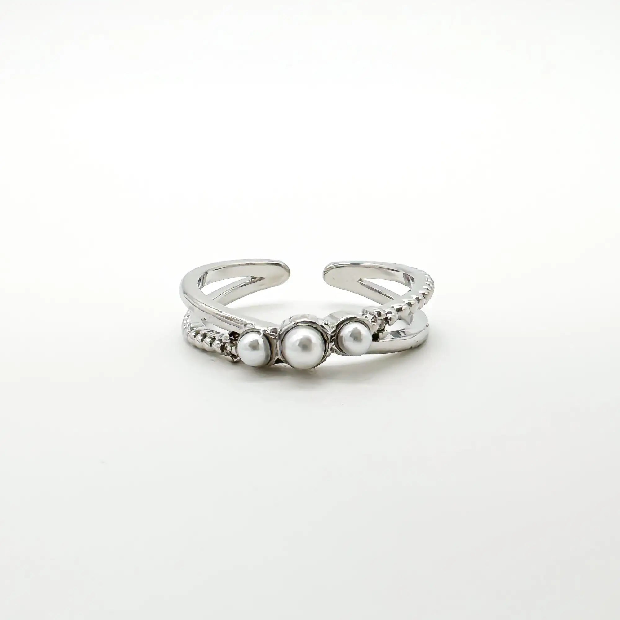 Trois Perles - Anillo - Acero inoxidable - Ajustable