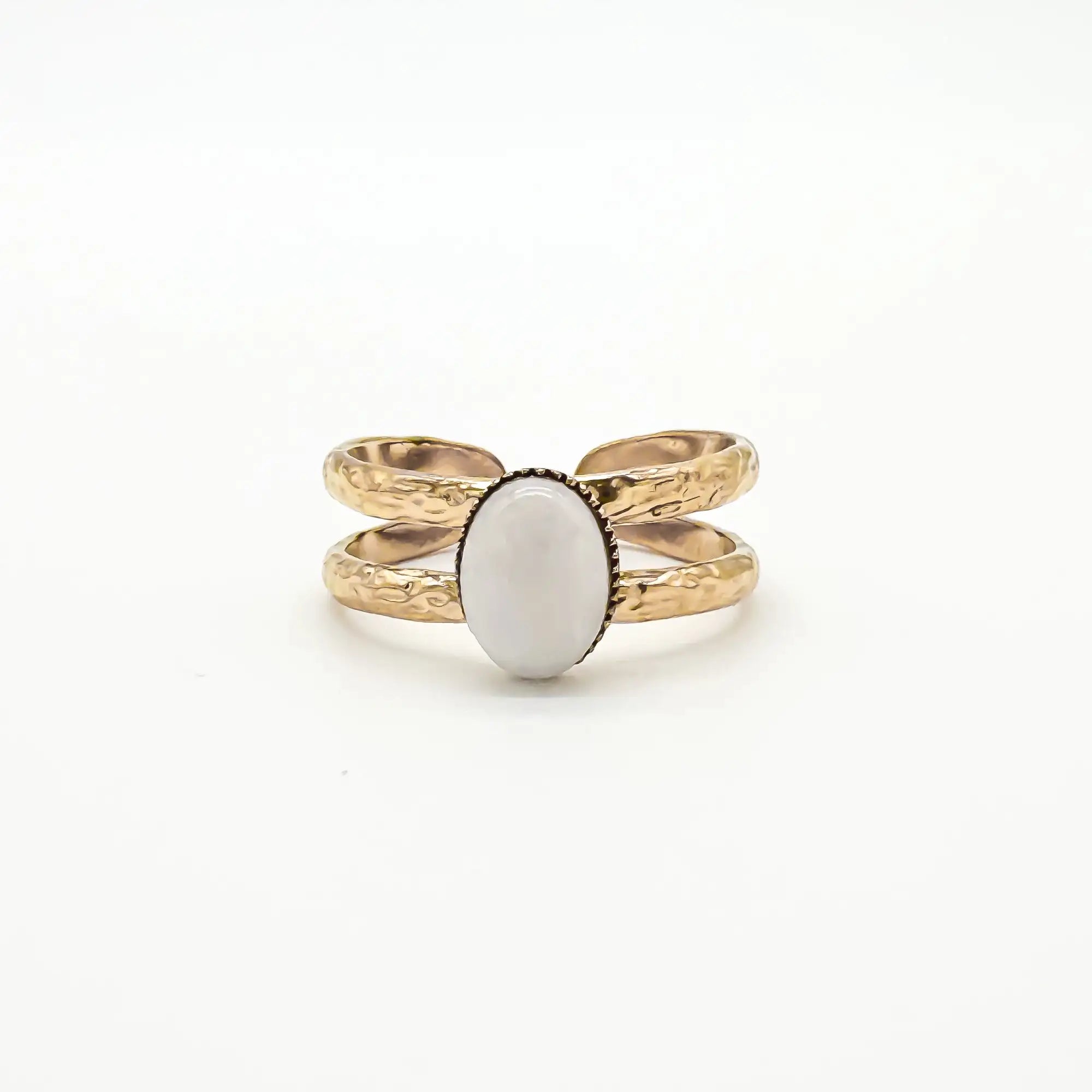 Suzi - Ring - Natural Stone - Stainless Steel - Adjustable