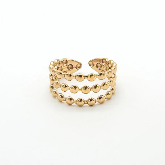 Dotted - Ring - 3 layer - Stainless Steel - Adjustable