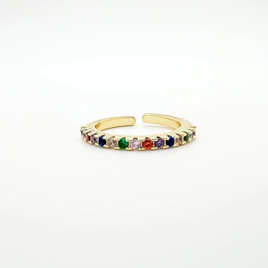 Strass multicolore - Anello - Acciaio inossidabile - Regolabile