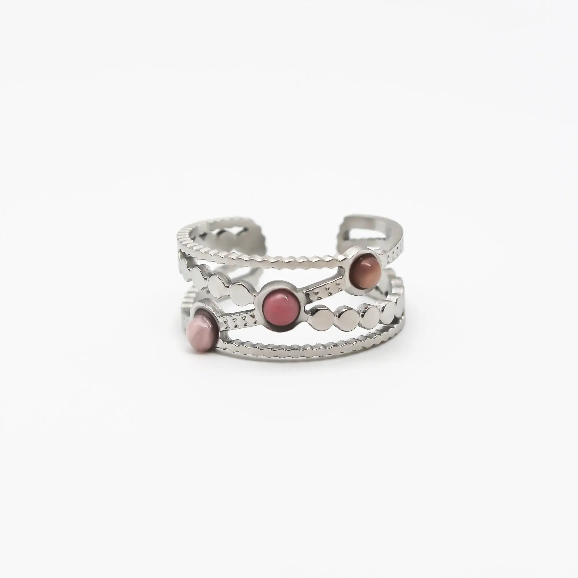 Noelle - Ring - Natural Stone - Stainless Steel - Adjustable