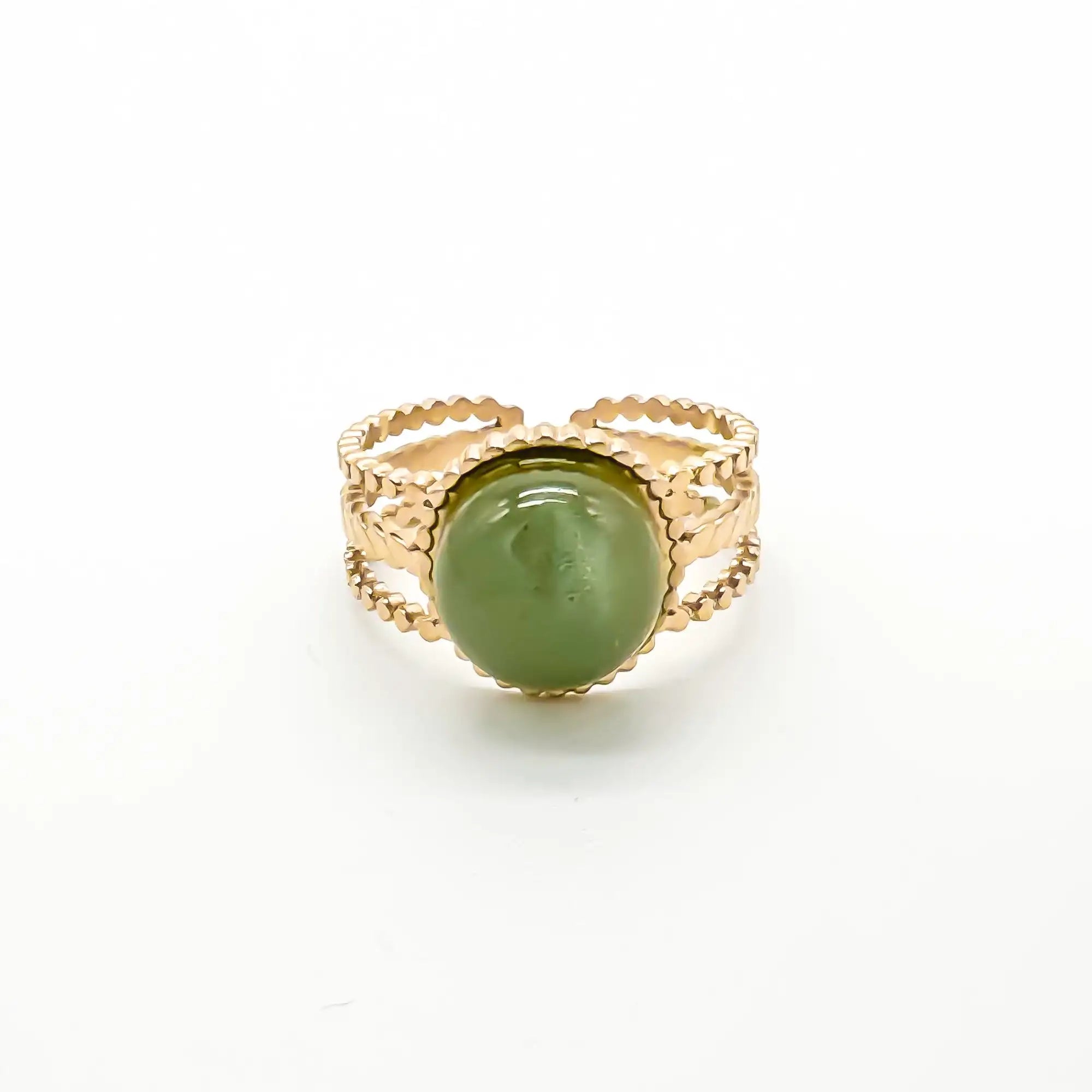 Nikkie - Anillo - Piedra natural - Acero inoxidable - Ajustable