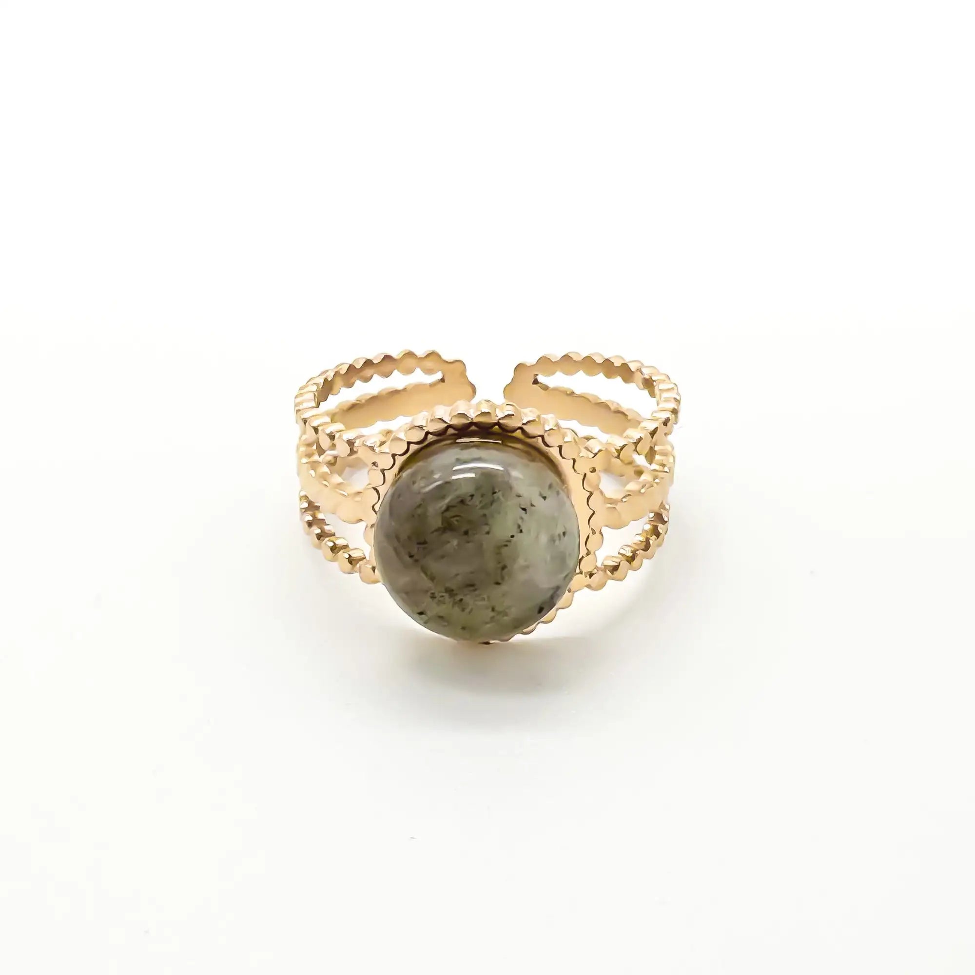 Nikkie - Anillo - Piedra natural - Acero inoxidable - Ajustable