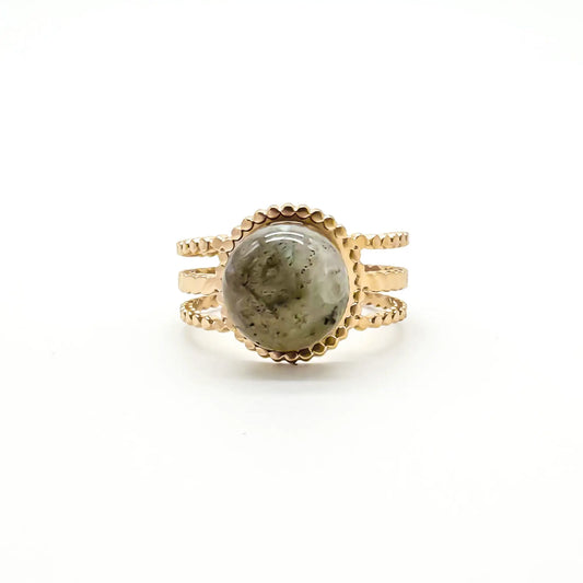 Nikkie - Anillo - Piedra natural - Acero inoxidable - Ajustable