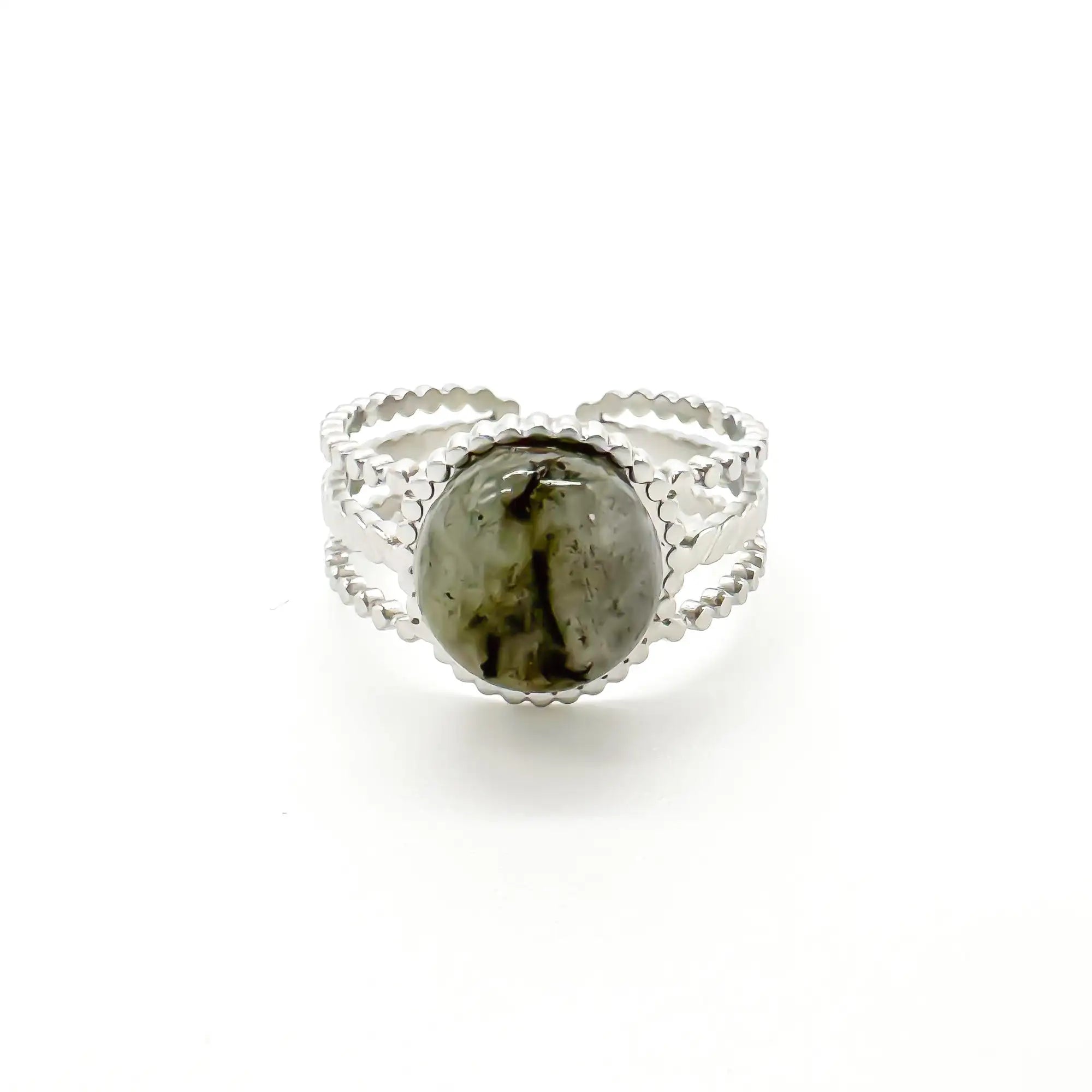 Nikkie - Anillo - Piedra natural - Acero inoxidable - Ajustable