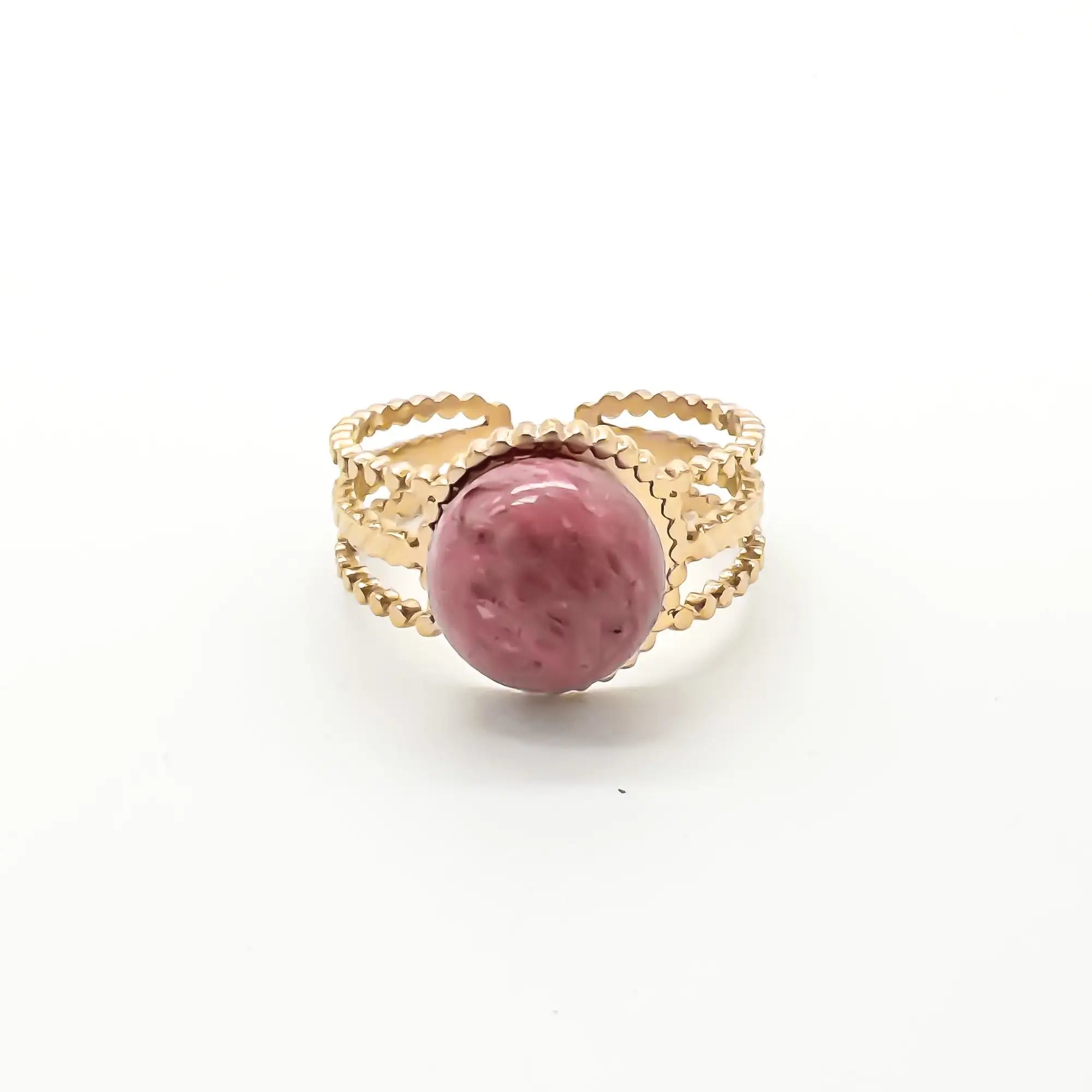 Nikkie - Anillo - Piedra natural - Acero inoxidable - Ajustable