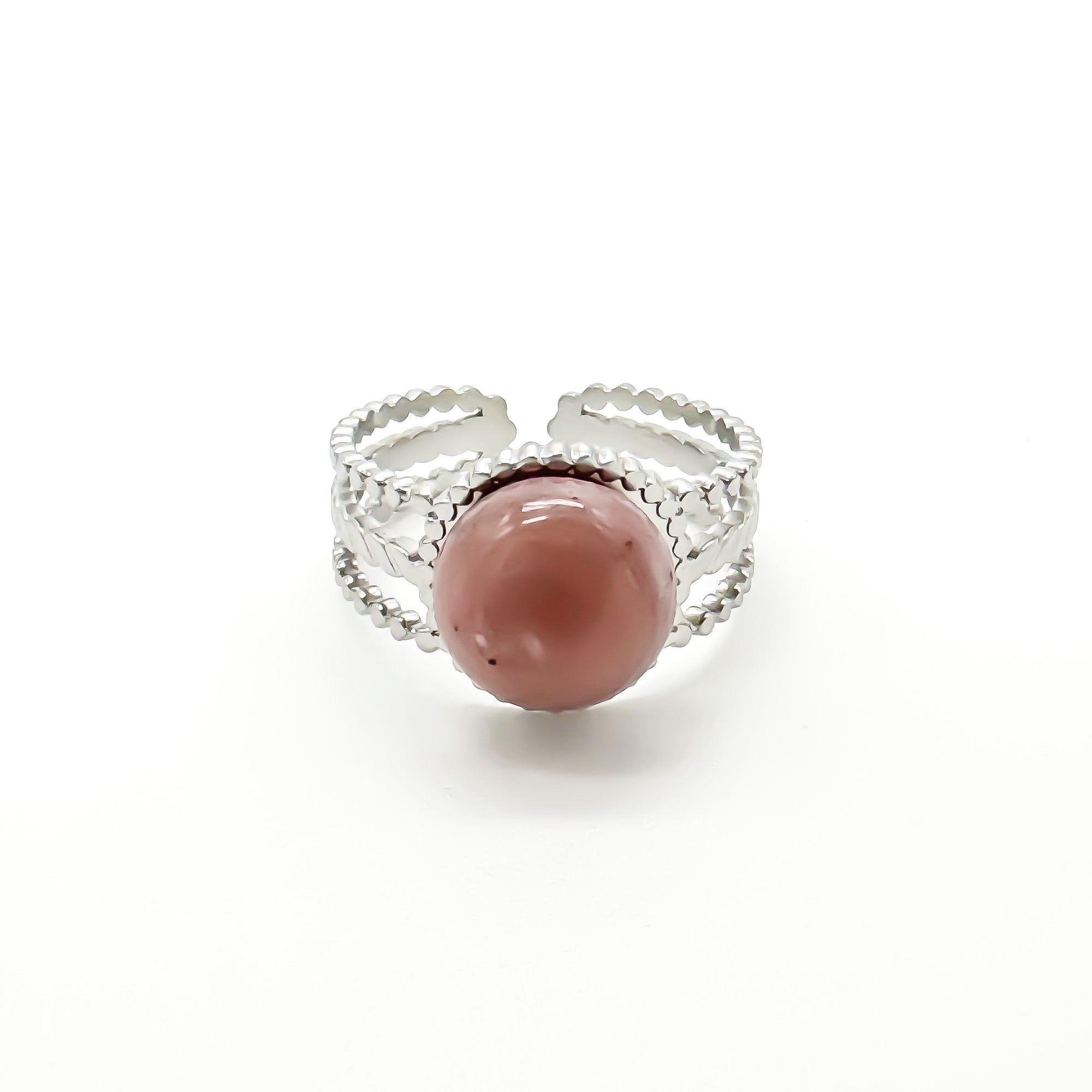 Nikkie - Anillo - Piedra natural - Acero inoxidable - Ajustable