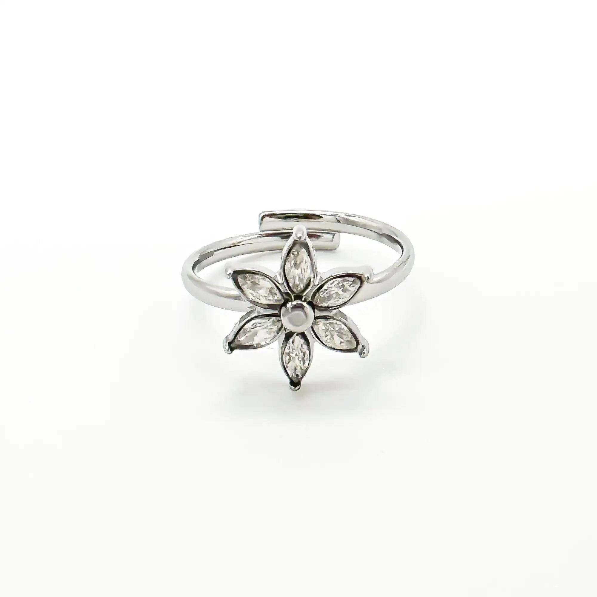 Flor brillante - Anillo - Acero inoxidable - Ajustable