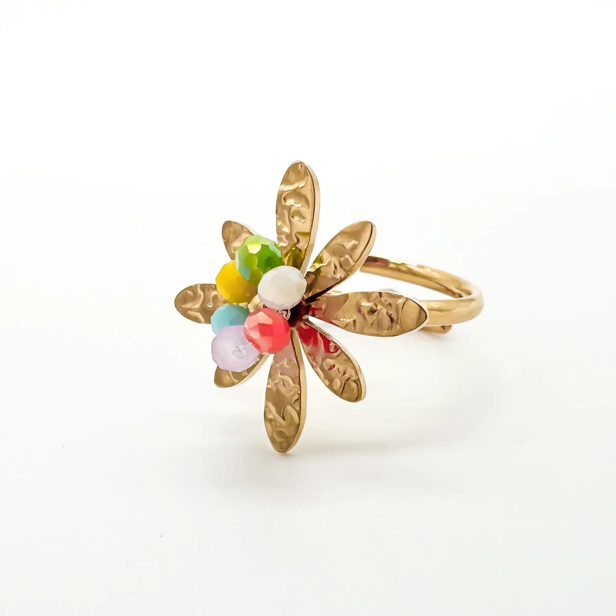 Bunte Blume - Ring - Edelstahl - verstellbar