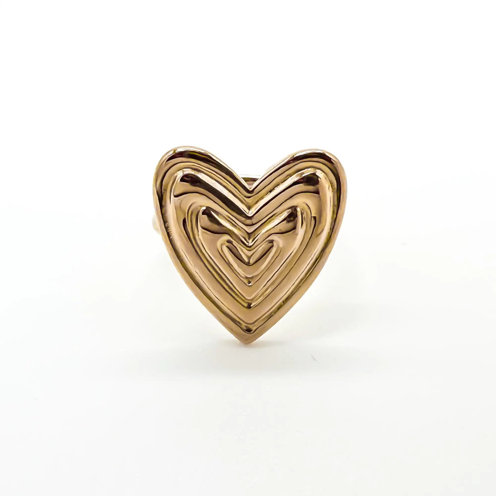 Groovy Heart - Anillo - Acero inoxidable - Ajustable