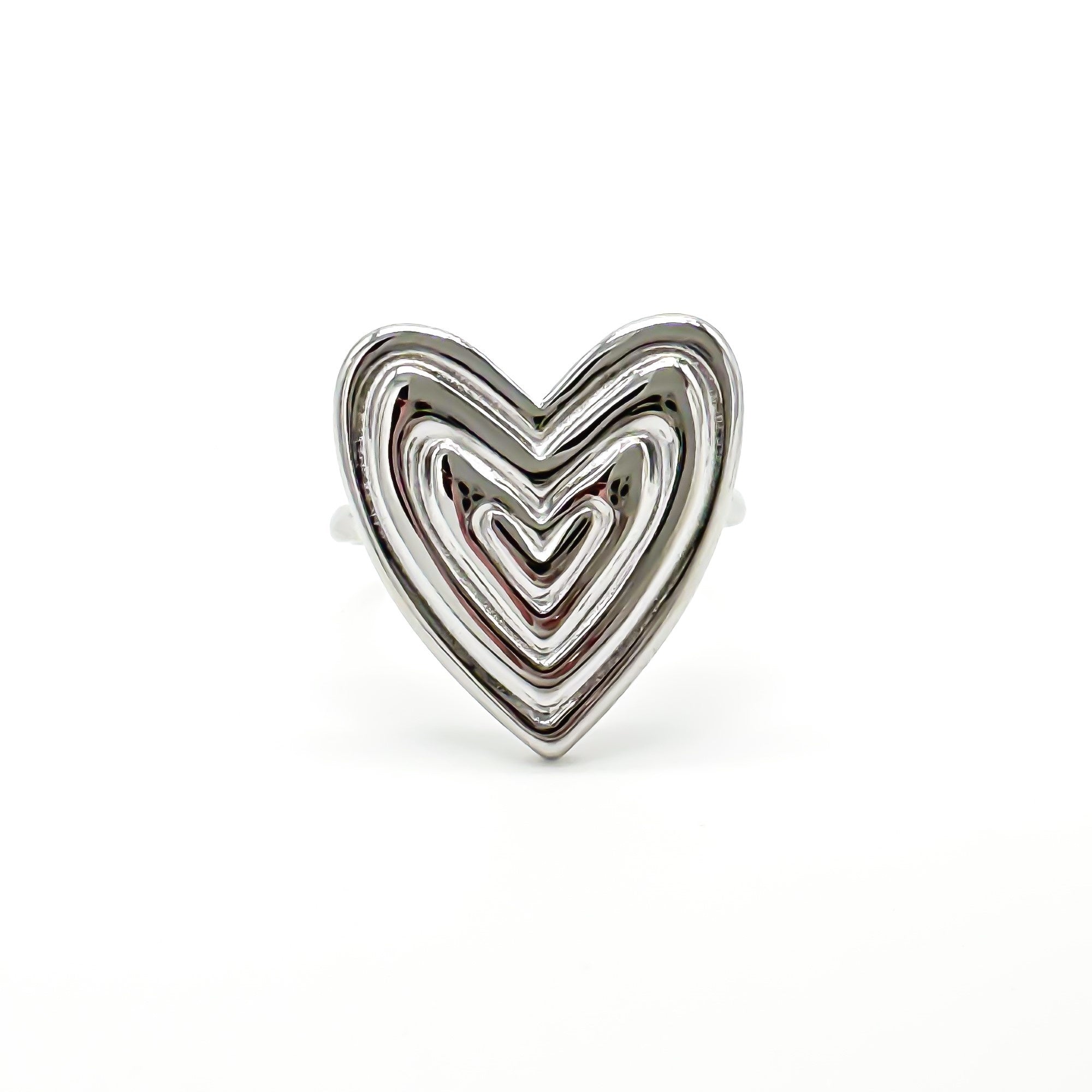 Groovy Heart - Ring - Stainless Steel - Adjustable