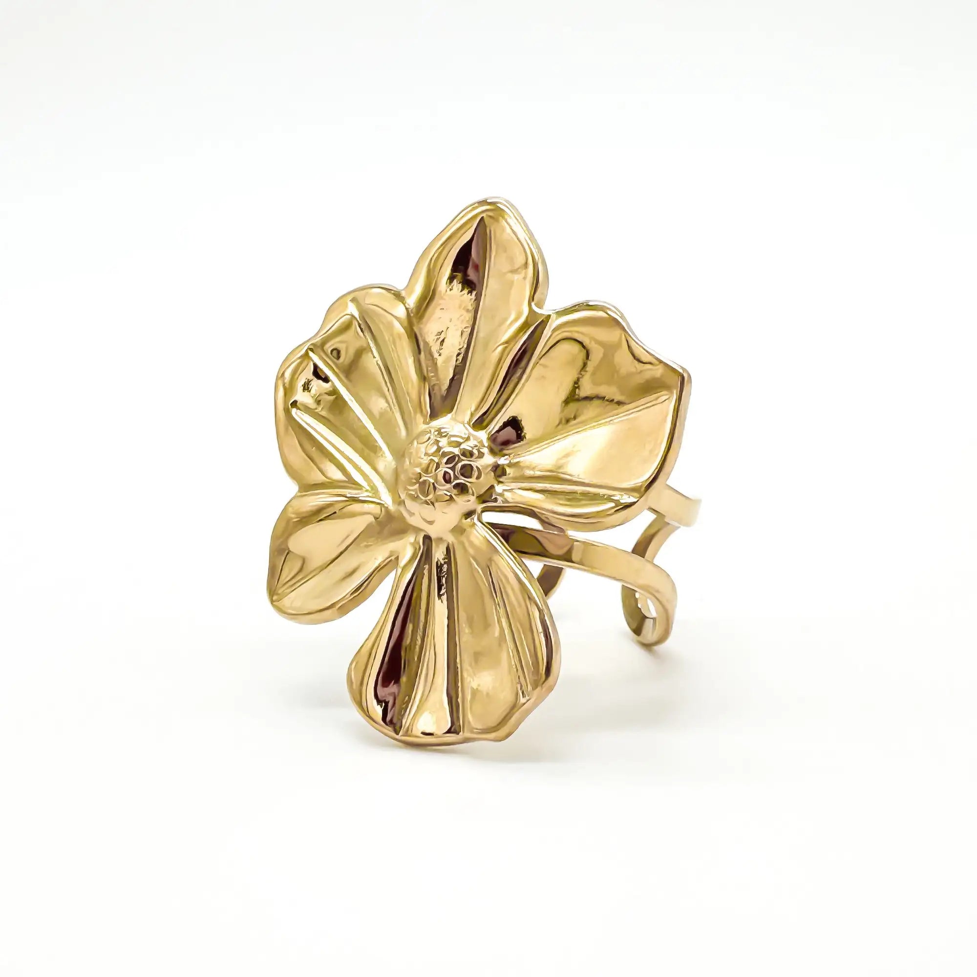 Elegante Blume - Ring - Edelstahl