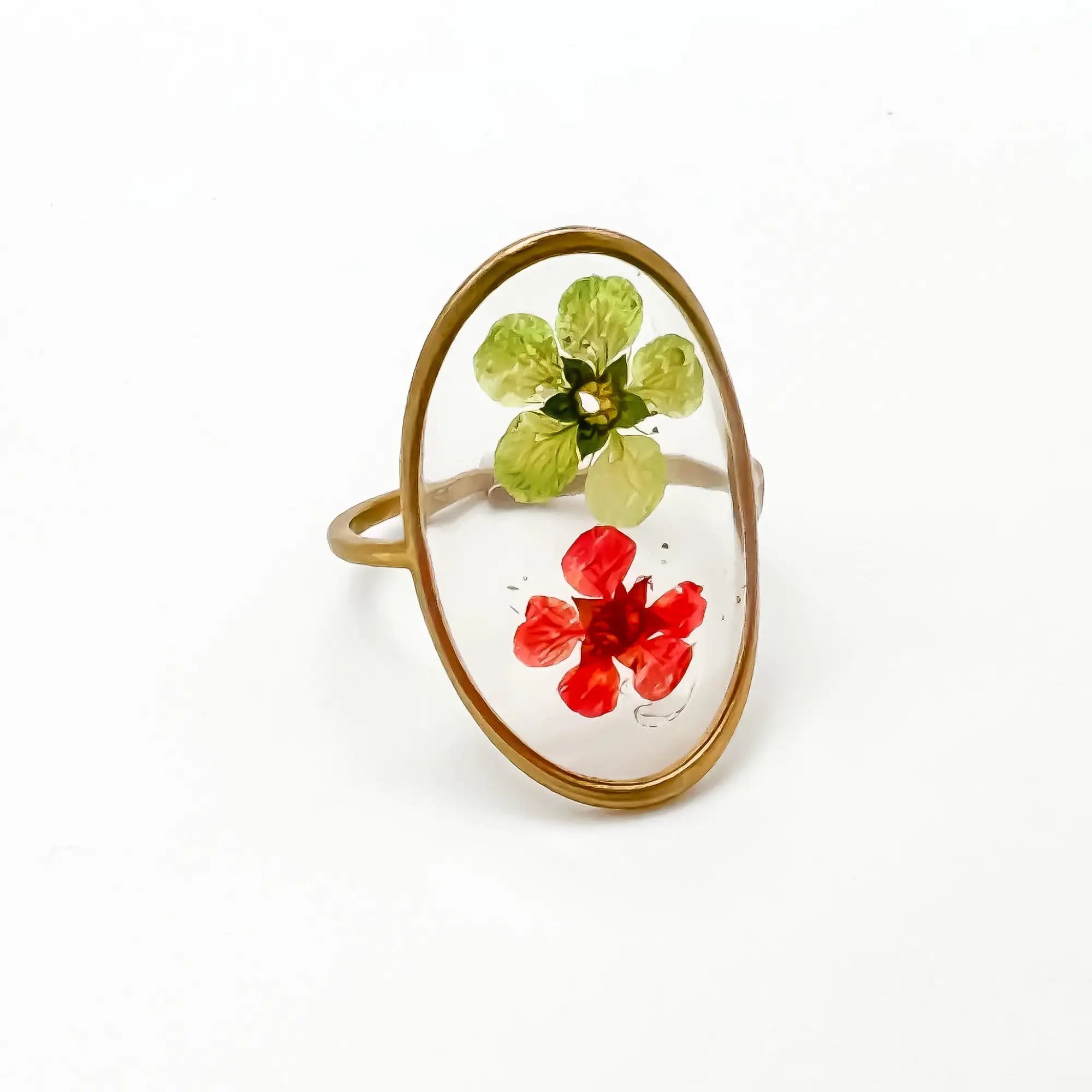 Dried Flowers - Ring - Stainless Steel - Adjustable