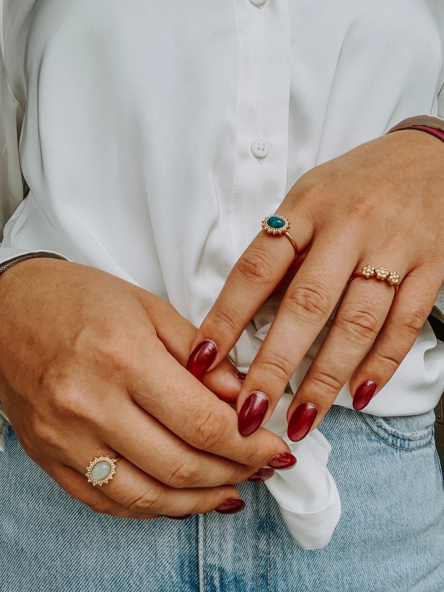 Trois Fleurs - Anillo - Acero inoxidable - Ajustable