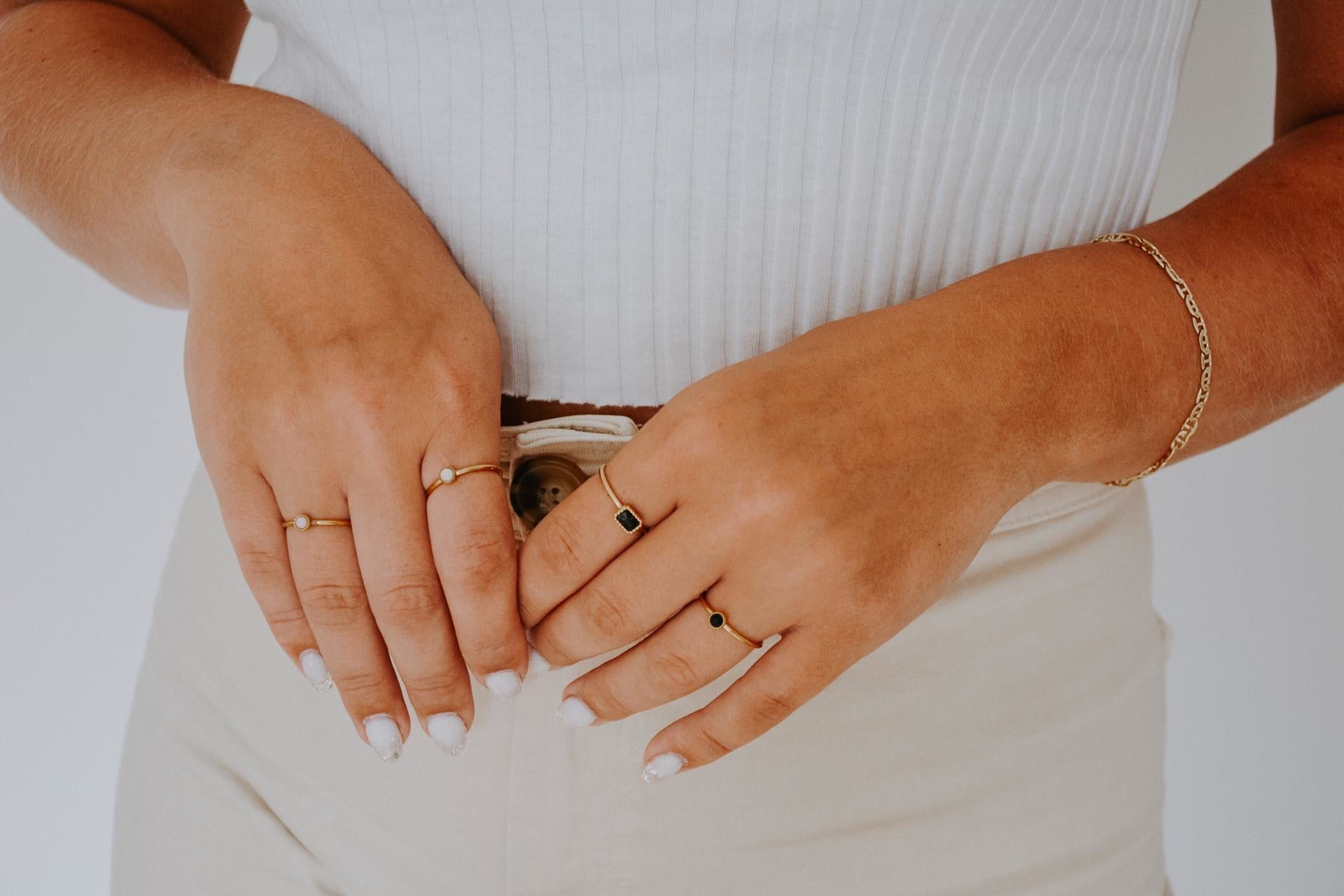 Stein Strass - Ring - Edelstahl - verstellbar