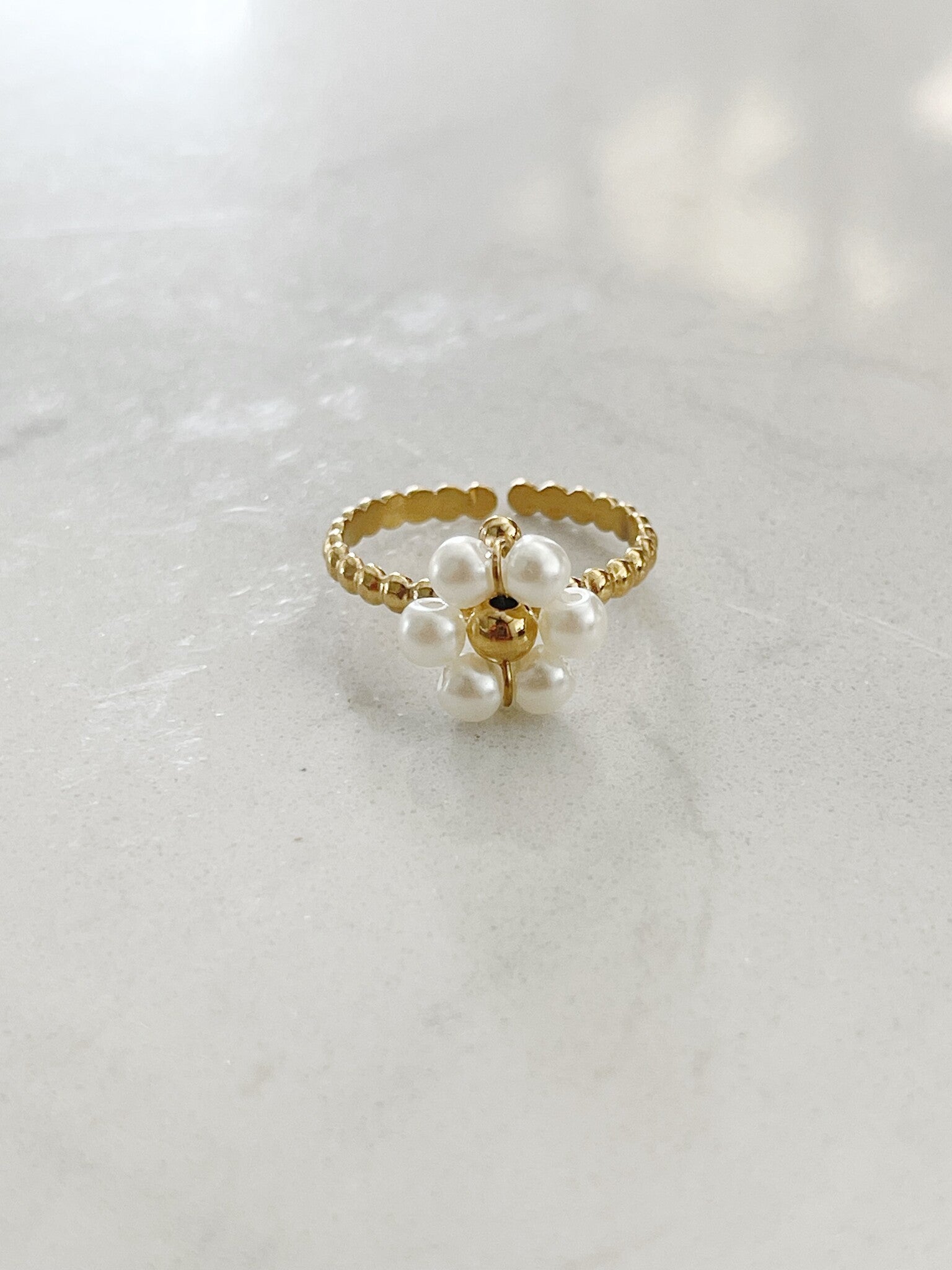 Fleur Blanche - Anillo - Acero inoxidable - Ajustable