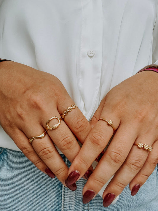 Trois Fleurs - Anillo - Acero inoxidable - Ajustable