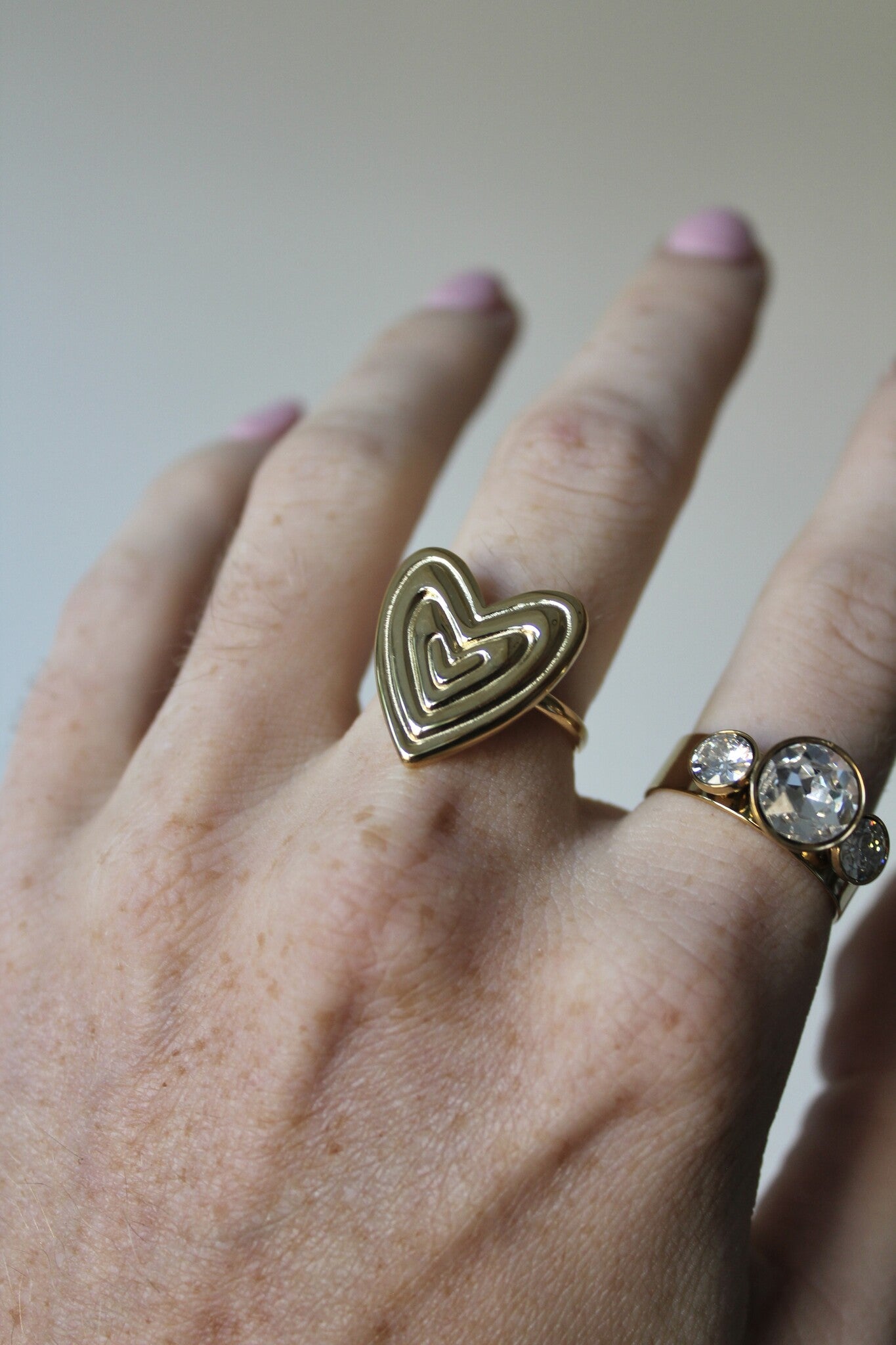 Groovy Heart - Anillo - Acero inoxidable - Ajustable