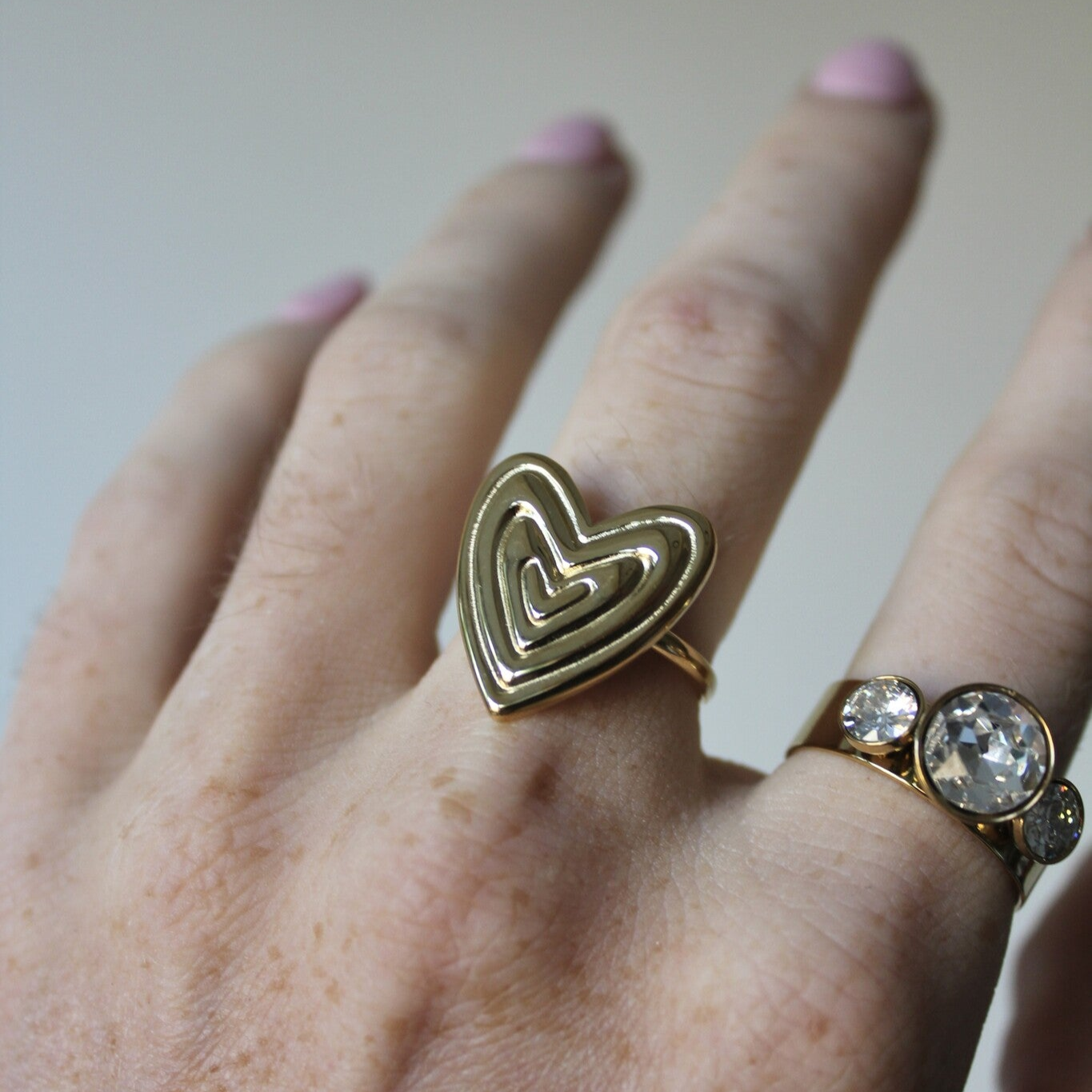 Groovy Heart - Anillo - Acero inoxidable - Ajustable