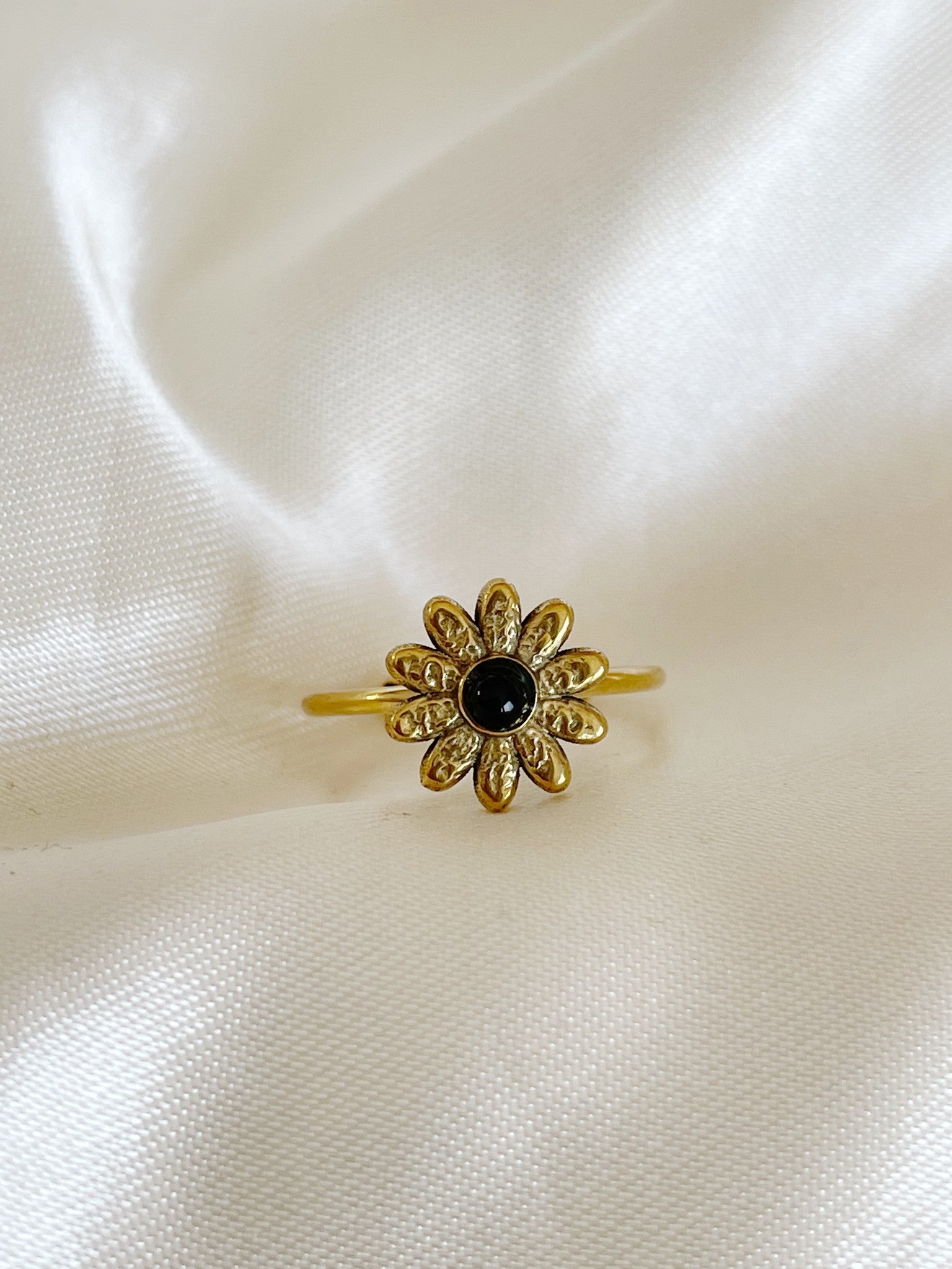 Marguerite - Bague - Pierre naturelle - Acier inoxydable - Ajustable