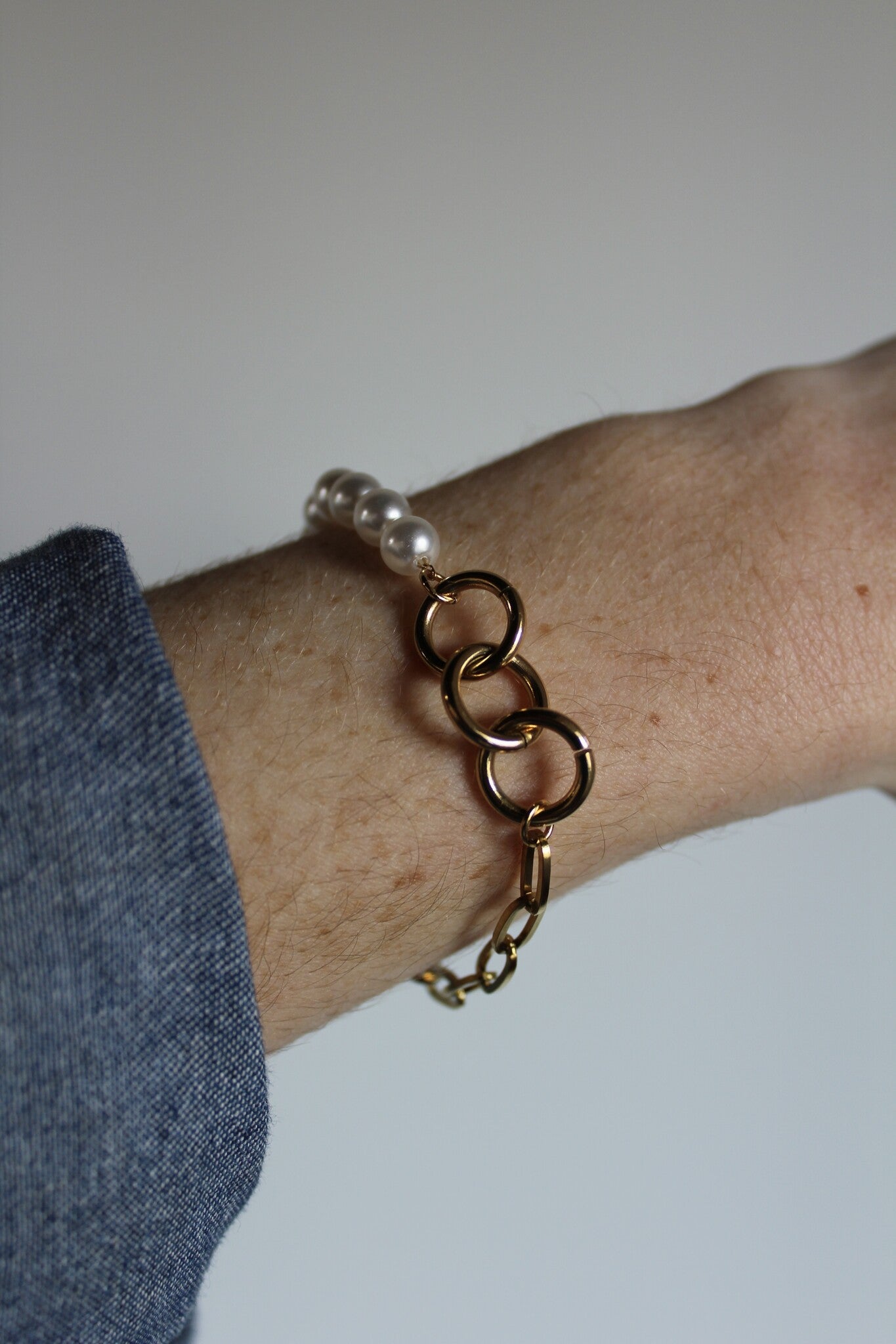 Pearls & Chains - Armband - Stainless Steel