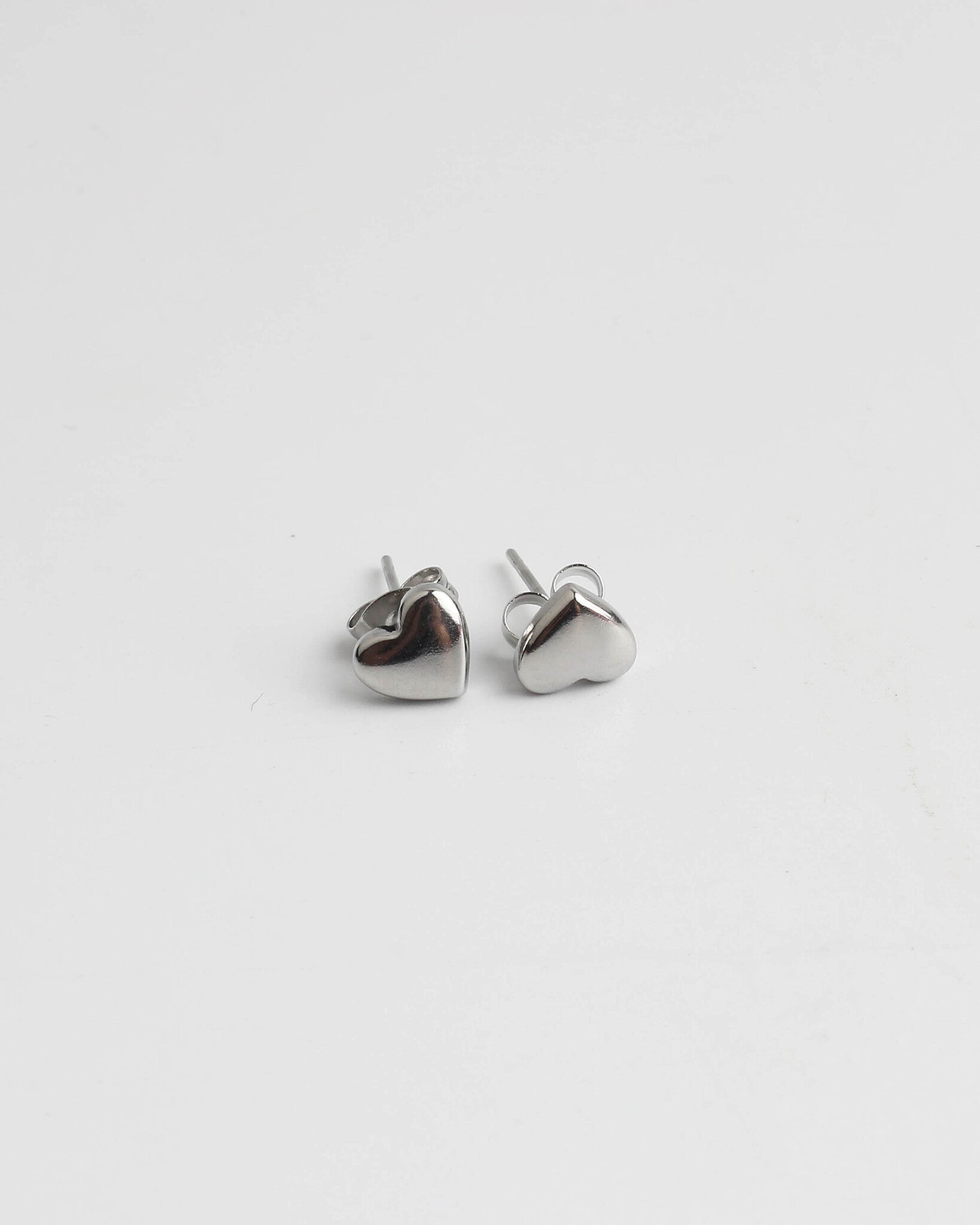 Solid Heart - Stud - Earrings - Stainless Steel