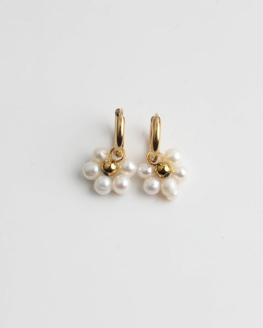 Fleur Blanche - Boucles d'oreilles - Acier inoxydable