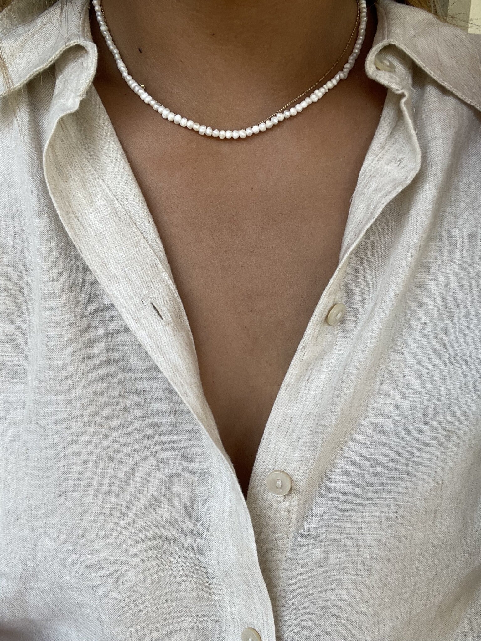 100% Real Fresh Water Pearl - Collar - Acero inoxidable