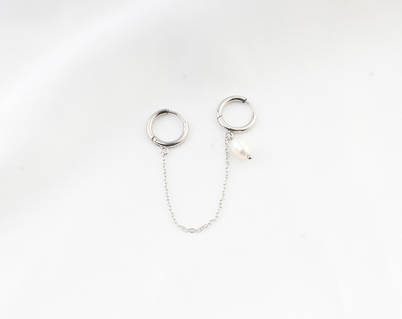 Pearl - Natural stone - Double earring - Stainless Steel